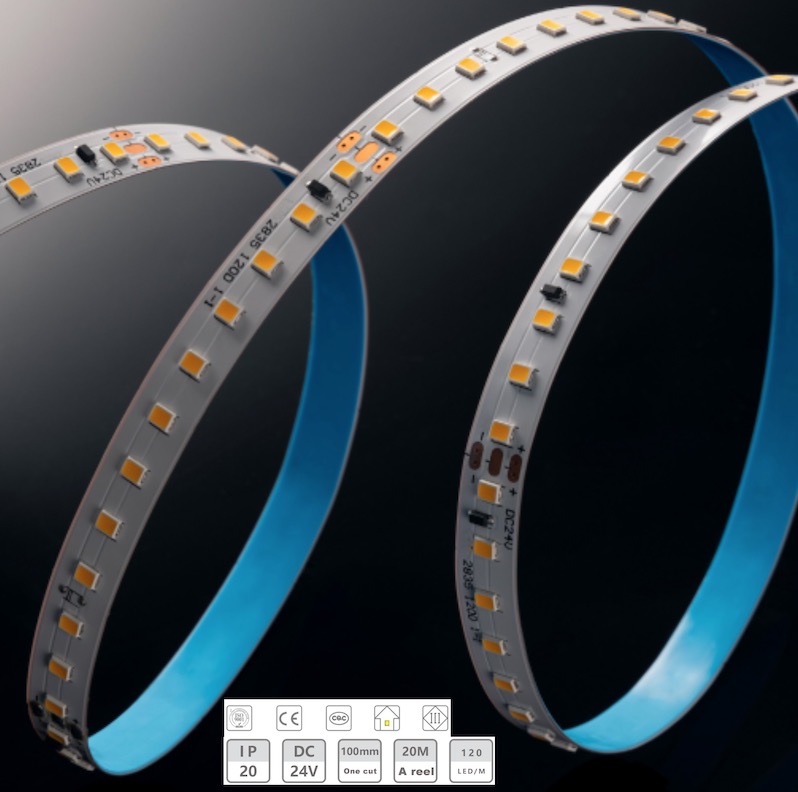 24V-10mm-20m Ingen trykkfall Lysstripe